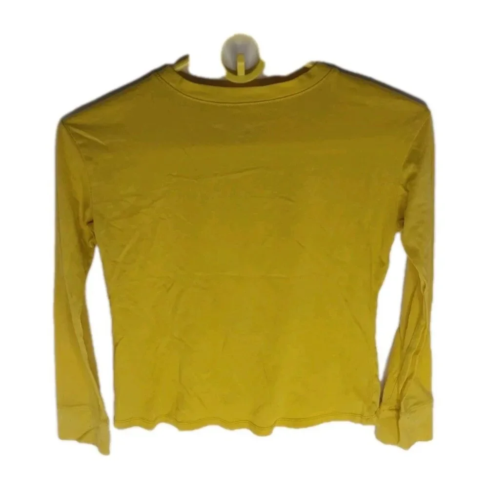 Justice Girls Yay for Today Yellow Long Sleeve Graphic Tee Shirt Size S 7/8 EUC